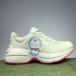 Gucci GG Unisex Doraemon x Gucci Rhyton Sneaker Ivory Leather-Beige - Image 2