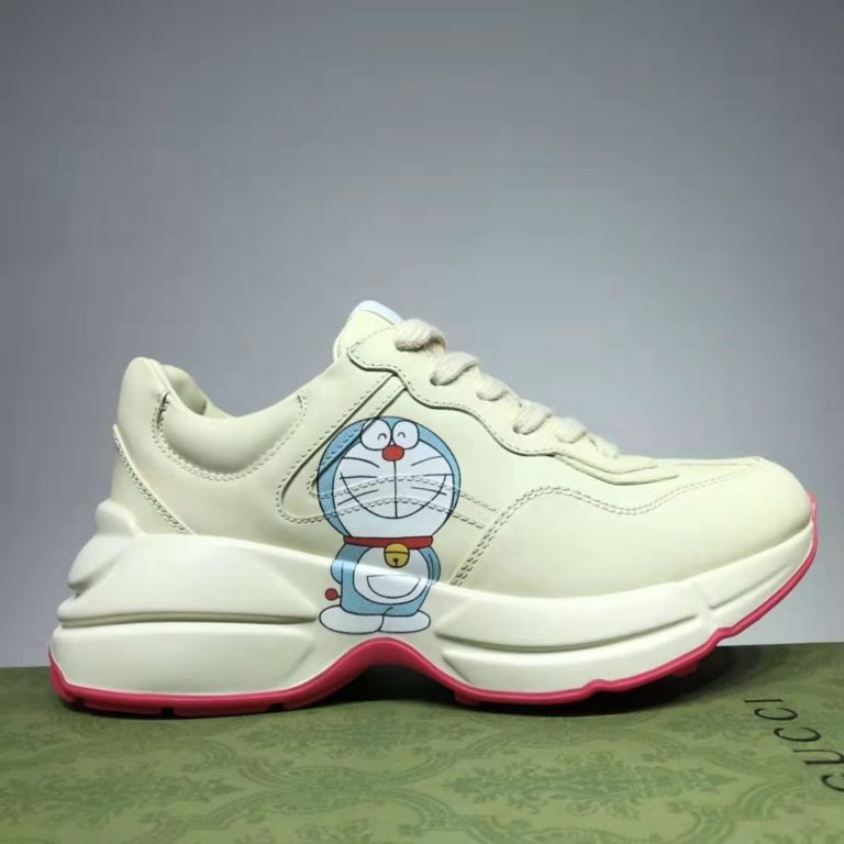 Gucci GG Unisex Doraemon x Gucci Rhyton Sneaker Ivory LeatherBeige LULUX