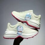 Gucci GG Unisex Doraemon x Gucci Rhyton Sneaker Ivory Leather-Beige - Image 6