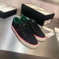 Gucci GG Unisex Gucci Tennis 1977 Sneaker Black Cotton Blue Red Web