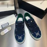 Gucci GG Unisex Gucci Tennis 1977 Sneaker Blue Ivory GG Stretch Cotton