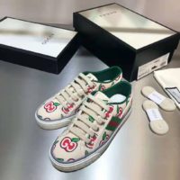 Gucci GG Unisex Gucci Tennis 1977 Sneaker GG Apple Print Ivory Canvas