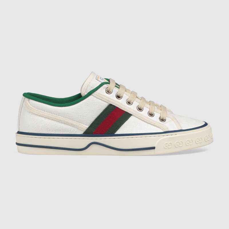 Gucci GG Unisex Gucci Tennis 1977 Sneaker White Mini GG Jacquard Fabric ...