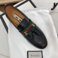 Gucci GG Unisex Loafer with Web and Interlocking G Black Leather