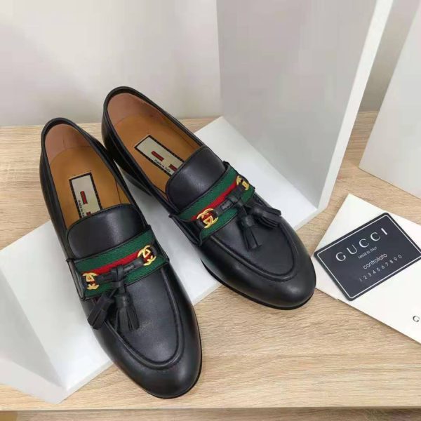 Gucci GG Unisex Loafer with Web and Interlocking G Black Leather (6)