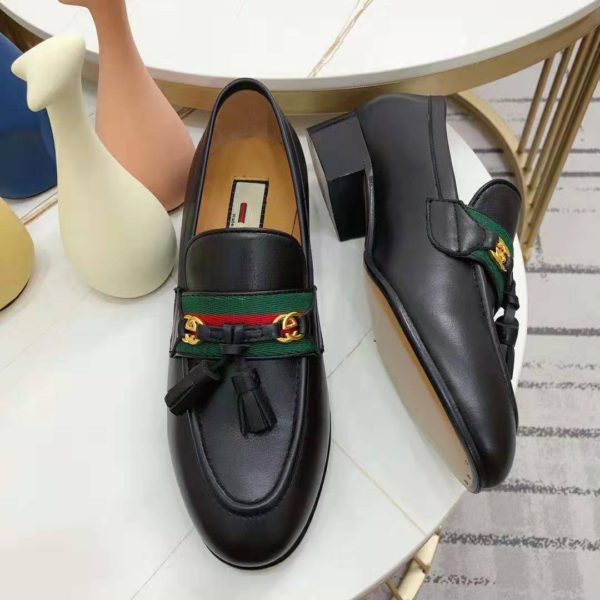Gucci GG Unisex Loafer with Web and Interlocking G Black Leather (8)