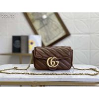 Gucci GG Women GG Marmont Matelassé Super Mini Bag-Brown