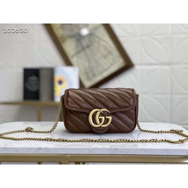 Gucci GG Women GG Marmont Matelassé Super Mini Bag-Brown (4)