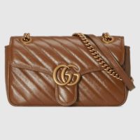 Gucci GG Women GG Marmont Small Matelassé Shoulder Bag-Brown