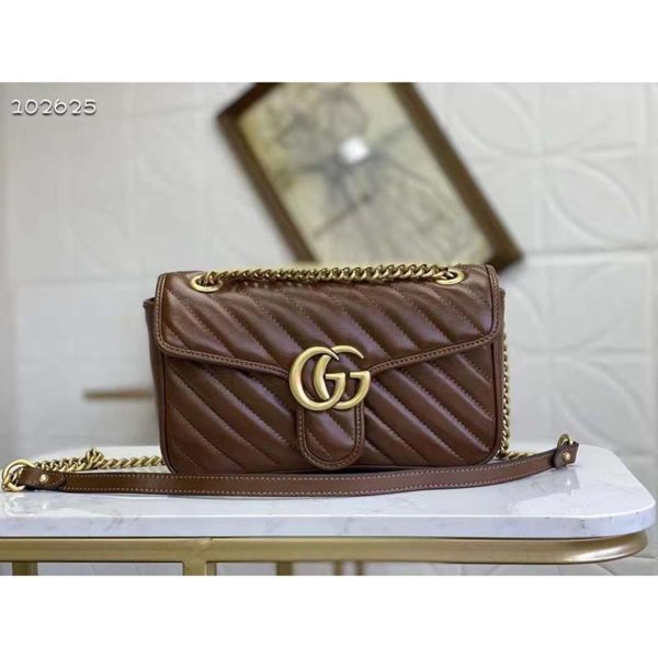 Gucci GG Women GG Marmont Small Matelassé Shoulder Bag-Brown (3)