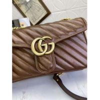 Gucci GG Women GG Marmont Small Matelassé Shoulder Bag-Brown