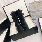 Gucci GG Women's Boot with Interlocking G Black Chevron Matelassè Leather - Image 8