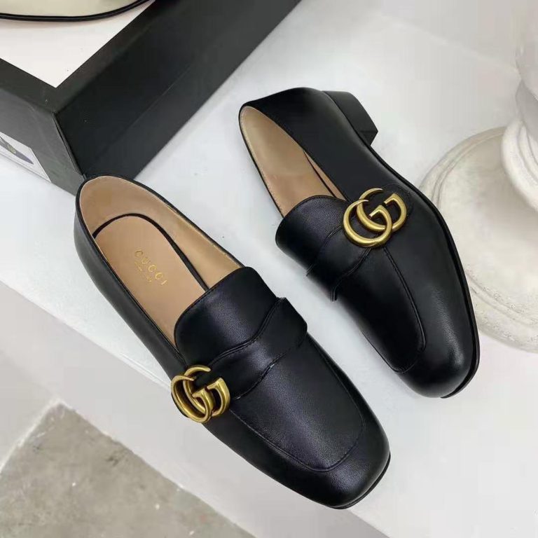 Gucci GG Women's Loafer with Double G Black Leather 2.5 cm Heel - LULUX