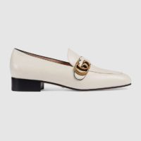 Gucci GG Women’s Loafer with Double G White Leather 2.5 cm Heel