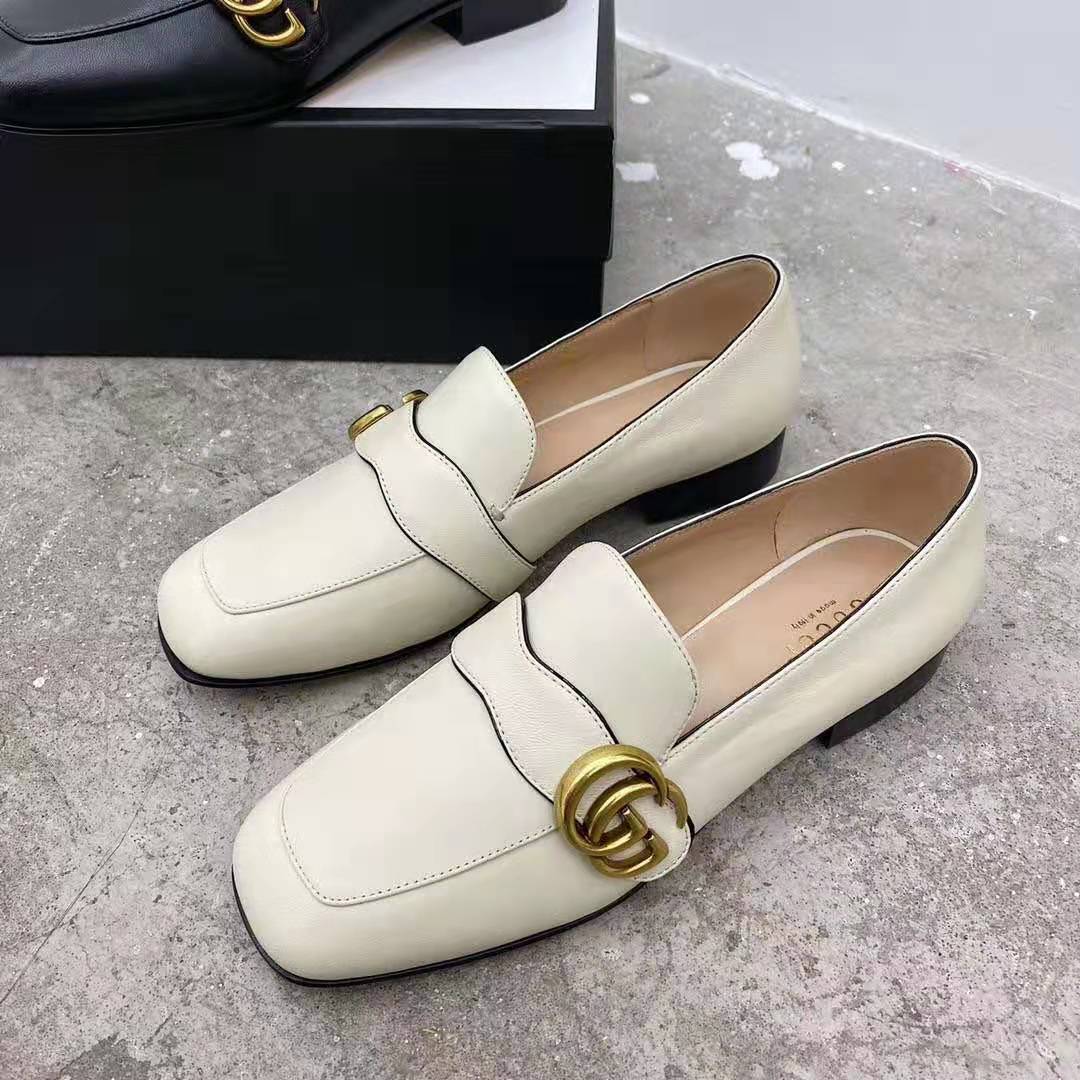 Gucci GG Women's Loafer with Double G White Leather 2.5 cm Heel - LULUX