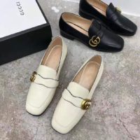 Gucci GG Women’s Loafer with Double G White Leather 2.5 cm Heel