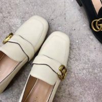 Gucci GG Women’s Loafer with Double G White Leather 2.5 cm Heel