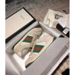 Gucci Unisex Screener Leather Sneaker White Perforated and Off-White Leather - Image 6