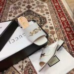 Gucci Women Zumi Leather Slide Sandal Interlocking G Horsebit White Leather 2.5 cm Heel Height – Bild 5