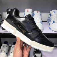 Louis Vuitton LV Men LV Trainer Sneaker Glazed Calf Leather Rubber-Black