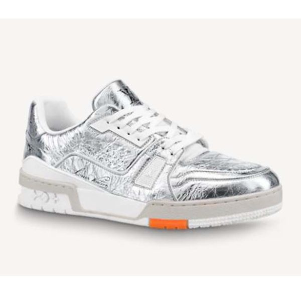 Louis Vuitton LV Men LV Trainer Sneaker Metallic Calf Leather-Silverer Metallic Calf Leather-Silver (1)