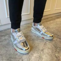 Louis Vuitton LV Men LV Trainer Sneaker Metallic Calf Leather-Silverer Metallic Calf Leather-Silver (1)