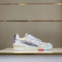 Louis Vuitton LV Men LV Trainer Sneaker Metallic Calf Leather-Silverer Metallic Calf Leather-Silver (1)