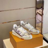 Louis Vuitton LV Men LV Trainer Sneaker Metallic Calf Leather-Silverer Metallic Calf Leather-Silver (1)