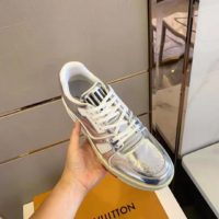 Louis Vuitton LV Men LV Trainer Sneaker Metallic Calf Leather-Silverer Metallic Calf Leather-Silver (1)