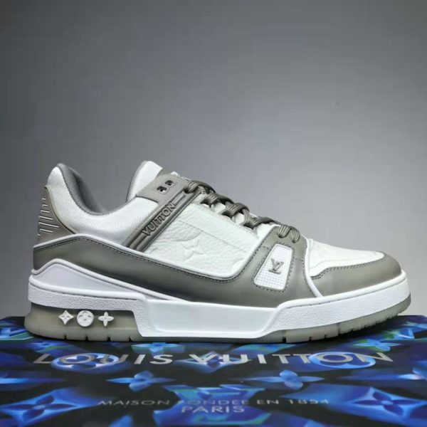Louis Vuitton LV Men LV Trainer Sneaker Monogram-Embossed Calf Leather-Gray (2)