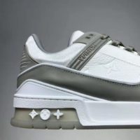 Louis Vuitton LV Men LV Trainer Sneaker Monogram-Embossed Calf Leather-Gray