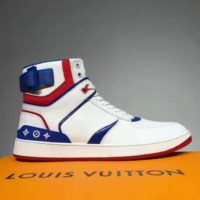 Louis Vuitton LV Men Rivoli Sneaker Boot White Calf Leather Rubber Monogram Flowers