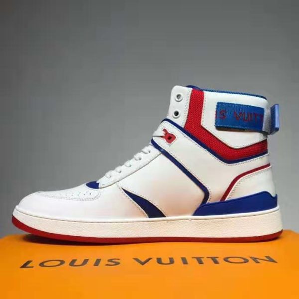 Louis Vuitton LV Men Rivoli Sneaker Boot White Calf Leather Rubber Monogram Flowers (6)