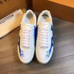 Louis Vuitton LV Men Run Away Sneaker Calf Leather and Textile-Blue – Image 3