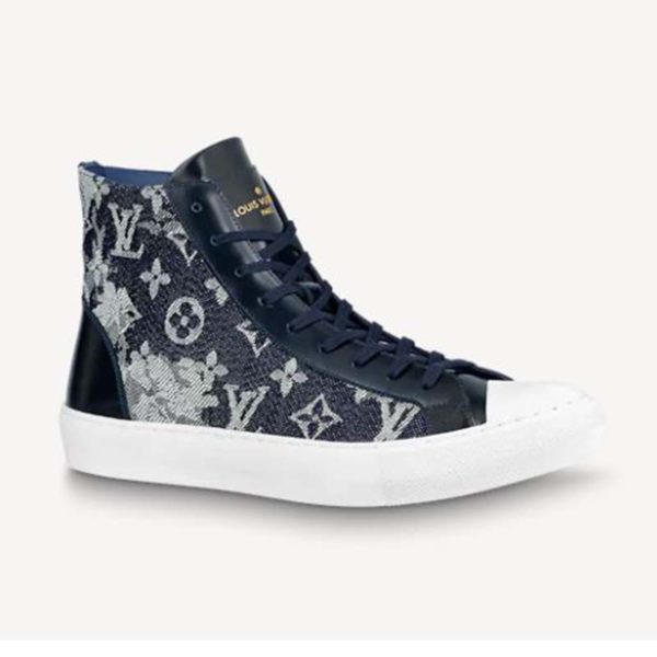 Louis Vuitton LV Men Tattoo Sneaker Boot Monogram Tapestry Denim-Blue