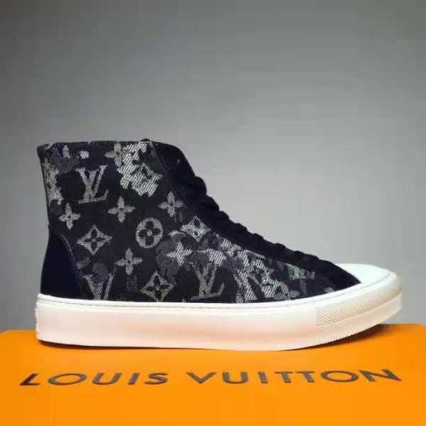 Louis Vuitton LV Men Tattoo Sneaker Boot Monogram Tapestry Denim-Blue (4)