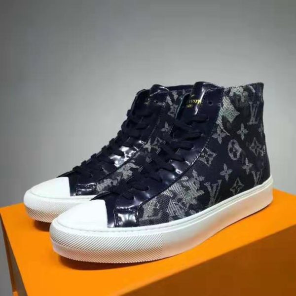 Louis Vuitton LV Men Tattoo Sneaker Boot Monogram Tapestry Denim-Blue (5)