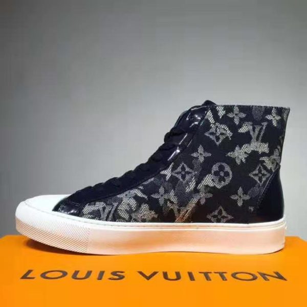 Louis Vuitton LV Men Tattoo Sneaker Boot Monogram Tapestry Denim-Blue (6)