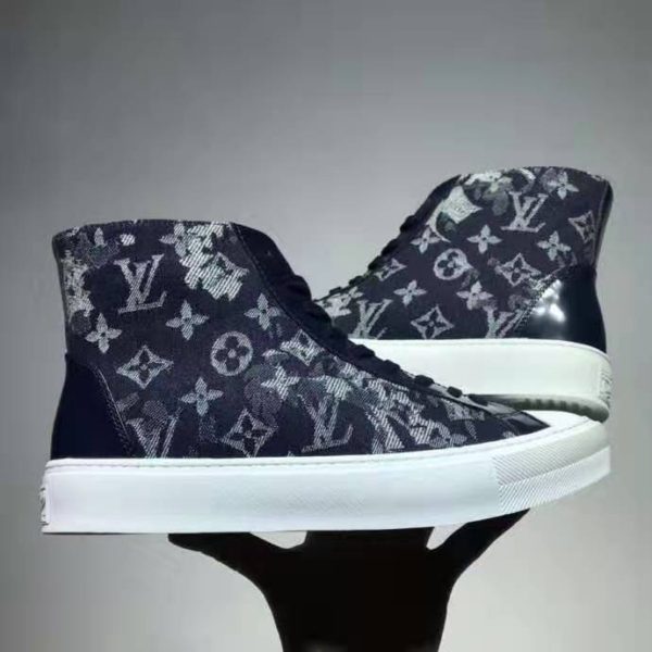 Louis Vuitton LV Men Tattoo Sneaker Boot Monogram Tapestry Denim-Blue (7)
