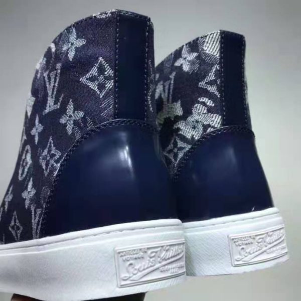 Louis Vuitton LV Men Tattoo Sneaker Boot Monogram Tapestry Denim-Blue (9)