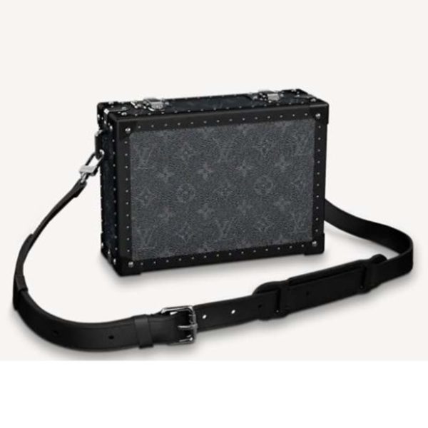 Louis Vuitton LV Unisex Clutch Box Monogram Coated Canvas Black-Leather-Grey