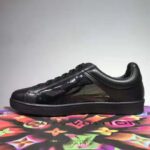 Louis Vuitton LV Unisex Luxembourg Sneaker Mix of Materials Monogram Flower-Black - Image 6