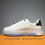 Louis Vuitton LV Unisex Time Out Sneaker Calf Leather Patent Monogram Canvas-Blue – Image 5