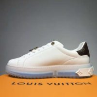 Louis Vuitton LV Unisex Time Out Sneaker Calf Leather Patent Monogram Canvas-Blue