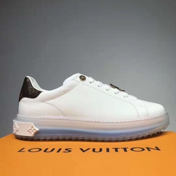 Louis Vuitton LV Unisex Time Out Sneaker Calf Leather Patent Monogram Canvas-Blue (9)