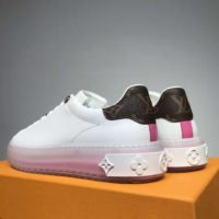 Louis Vuitton LV Unisex Time Out Sneaker Calf Leather Patent Monogram Canvas-Pink