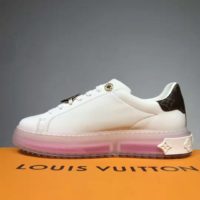 Louis Vuitton LV Unisex Time Out Sneaker Calf Leather Patent Monogram Canvas-Pink