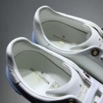 Louis Vuitton LV Unisex Time Out Sneaker Printed Calf Leather 3-D Monogram Flowers-Blue - Image 10