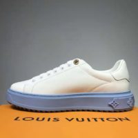 Louis Vuitton LV Unisex Time Out Sneaker Printed Calf Leather 3-D Monogram Flowers-Blue