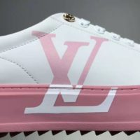 Louis Vuitton LV Unisex Time Out Sneaker Printed Calf Leather 3-D Monogram Flowers-Pink